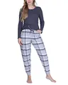 Produktbild: maluuna Damen Schlafanzug mit Flanellhose und Bündchen, Farbe:anthrazit, Größe:S