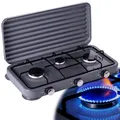 Produktbild: Gaskocher 3 Flammig Campingkocher Kochfeld Tourist Feldkocher 2x 2,2kW 1x 1,1kW