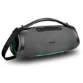Produktbild: MEDION P61768 tragbarer Bluetooth Lautsprecher (Akku, Bass Boost, Musikbox, RGB Lichteffekte, IPX7 Wasserschutz & robust, integrierte Powerbank, 100W (RMS) total, 2X 20W + 60W) Anthrazit