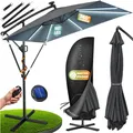 Produktbild: KESSER Ampelschirm Holly Sonnenschirm Rechteckig mit und ohne LED Solar inkl. Abdeckung + Windsicherung mit Kurbel Kurbel-Schirm mit Ständer UV-Schutz Aluminium Wasserabweisend Ø350cm Gartenschirm