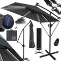 Produktbild: KESSER® Ampelschirm Holly Sonnenschirm Rechteckig mit und ohne LED Solar inkl. Abdeckung + Windsicherung mit Kurbel Kurbel-Schirm mit Ständer UV-Schutz Aluminium Wasserabweisend Ø350cm Gartenschirm