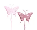Produktbild: Viana Papierschmetterlinge Blumenstecker Schmetterling Rosa Pink Metall Deko 24cm 12er Set
