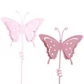 Produktbild: Blumenstecker Schmetterling Rosa Pink Metall Deko 24cm 12er Set