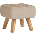 Produktbild: HOMCOM Sitzhocker Hocker quadratisch mit weichem Sitzkissen Holzbeinen Fußhocker mit Leinenoptik Polsterhocker Ottoman für Schlafzimmer, Wohnzimmer, Braun