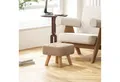 Produktbild: HOMCOM Fußhocker mit Leinenoptik, Holzbeine (Moderner Sitzhocker, 1 St., Polsterhocker), für Schlafzimmer, Wohnzimmer, Braun