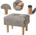 Produktbild: Fußhocker Hocker Moderner Sitzhocker mit Leinenoptik, Holzbeine 40 x 29 x 32CM