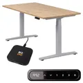 Produktbild: boho office® Höhenverstellbarer Schreibtisch 160 x 80 cm - Elektrisch stufenlos, inkl. Wireless Charger, Memoryfunktion, Kollisionsschutz - Basic Line Silber inkl. Tischplatte in Wildeiche