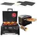 Produktbild: nexgrill Gasgrill Fortress x4 4-in-1 Gasgrill / Tischgrill mit Pizzaofen, Bis zu 300°C, Gusseisen Grillrost, Pizzastein, Plancha, mit 2 Edelstahlbrennern 5,5kW und Piezozündung, Aufbaumaß: 59x46x51 cm