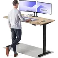 Produktbild: Desktronic HomePro Elektrisch höhenverstellbarer Schreibtisch 160x80cm Bambus/Schwarzmit Memory-Funktion, Anti-Kollisions Technologie, USB-A und U... - Braun/Schwarz