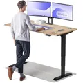 Produktbild: Desktronic Höhenverstellbarer Schreibtisch aus Bambus (160x80cm) – Elektrisch höhenverstellbar mit flüsterleisem Dual-Motor & Touchscreen – Hohe Tragfähigkeit – Stehtisch HomePro
