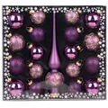 Produktbild: MAGIC Kugelsortiment Glas Dekor 19 TLG. mit Spitze Christbaumkugeln Christbaumschmuck Tannenbaum Deko Weihnachten Weihnachtskugeln (Purple Deluxe | lila)
