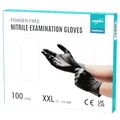 Produktbild: EUROPAPA 100x Nitrilhandschuhe Box Einweghandschuhe, Einmalhandschuhe, Untersuchungshandschuhe, Nitril Handschuhe, puderfrei, ohne Latex, unsteril, latexfrei, disposible gloves (XXL, Schwarz)