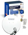 Produktbild: SCHWAIGER SAT-Anlage Aluminium Satelliten-Set Satellitenschüssel Quad LNB digital 8X F-Stecker 7mm SAT-Antenne Komplettset 75 x 80 cm (Hellgrau (RAL7035))