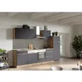Produktbild: Held Möbel Küchenzeile Turin 300 cm Graphit-Wotaneiche mit E-Geräten