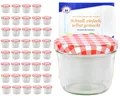 Produktbild: MamboCat Einmachglas 40er Set Sturzglas 230 ml mit rot kariertem Deckel inkl. Rezeptheft, Glas