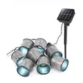 Produktbild: Esotec Solar Laternen lichterkette Marokko, 2 Meter, silber-eisblau, 8 LEDs neutralweiß, Akku, Solarmodul, Erdspieß, mediterran, Dekolichterkette, Kunststoff, außen, wetterfest, 102801