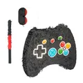 Produktbild: Relaxdays Pinata Set, 3-TLG., Controller, zum Aufhängen, Kinder, Mädchen und Jungs, mit Stab & Maske, unbefüllt, bunt