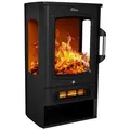Produktbild: TroniTechnik Elektrokamin Elektrokamin Kaminfeuer, LED Flammeneffekt elektrisch 1000/2000 Watt, Standkamin mit Heizung, Thermostat Panorama-Sichtfenster Heizfunktion schwarz