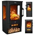 Produktbild: Tronitechnik® Elektrokamin elektrisch - Kaminfeuer mit LED Flammeneffekt, 1kW/2kW Watt Kamin, mit Thermostat Panorama-Sichtfenster Heizfunktion, 2 Heizstufen, mit Ventilation