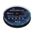 Produktbild: MediaRange Inkjet Fullsurface-Printable - 10 x BD-R - 25GB 6x - weiß - mit Tintenstrahldrucker bedruckbare Oberfläche - Spindel (MR500)
