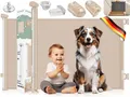 Produktbild: KIDIZ Türschutzgitter Treppenschutzgitter ausziehbar bis 140cm für Kinder, Babys & Haustiere (Schutzgitter für Treppen & Türen inkl. Bodenanker & Montagezubehör), Raumtrennung Absperrgitter kindersicheres Treppengitter