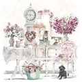 Produktbild: 20 Servietten Roommates Hund und Katze Tiere Zu Hause Uhr Schrank Blumen 33x33cm