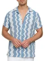 Produktbild: Indicode Herren INCosby Kurzarmhemd mit Button-Down-Kragen | Herrenhemd gestreift Kurzarm Hemd Blue, M