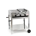 Produktbild: Gasgrill-Kombibräter 11kW 3-flammiger Edelstahl-Brenner fahrbar, kleines Grillrost und kl. Stahlpfanne Gastrobräter Profigrill Verein