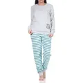 Produktbild: RELAX by Normann Pyjama Damen Frottee Schlafanzug mit Bündchen und mit Mond Applikation grau 52-54