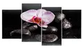 Produktbild: Levandeo® Leinwandbild, Wandbild 4 teilig Spa Wellness Orchidee Feng Shui Wasser Bild