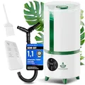 Produktbild: WOHLGRÜN TAU360 Ultraschall Luftbefeuchter Pflanzen Schlafzimmer 5L | Growzelt Growbox | leiser Diffuser mit Hygrostat | SwapTop 360 Grad & Schlauch | automatisch bis 30 m2 I Zimmerpflanzen