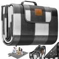 Produktbild: KESSER® Picknickdecke campingdecke XXL 200 x 200 cm - wärmeisoliert mit wasserdichter Unterseite mit Tragegriff Faltbare Stranddecke für 4-6 Personen Waschbar Picknick Decke Schwarz