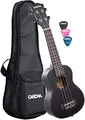 Produktbild: Cascha Sopran Ukulele Black Mahagoni I Ukulele Starter Kit 3 farbige Plektren Tasche Gigbag I Sopran Ukulele Premium Mahagoni Schwarz I Kleine Hawaii Gitarre für Anfänger Fortgeschrittene