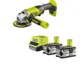 Produktbild: Ryobi 18 V Akku-Winkelschleifer R18AG  2x 4,0 Ah Akku und Ladegerät