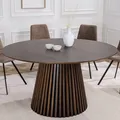 Produktbild: Runder Esstisch VALHALLA WOOD - 120cm - braun smoked Eiche - S�ulenfu� Holztisch
