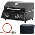 Produktbild: TAINO PLATINUM COMPACT DARK Set Tischgrill Abdeckhaube Regler 2 Brenner Gasgrill