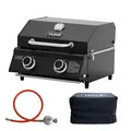 Produktbild: Tischgrill Set Abdeckhaube Regler 2 Brenner Gasgrill TAINO PLATINUM COMPACT DARK