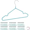Produktbild: 60 x Kinderkleiderbügel, platzsparende Drahtbügel Jungen, Babybügel mit Kerben, PVC-beschichtet, Bügel 30 cm, türkis