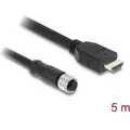 Produktbild: Delock M12 Kabel A-kodiert 17 Pin Buchse zu HDMI Stecker 5 m schwarz (5 m) (81220)