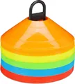 Produktbild: Markierungsdiscs - Set von 50 Stück - 5 Farben - Trainingshütchen Fußball - mit Halter