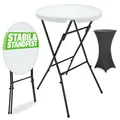 Produktbild: Casaria® Stehtisch mit Husse Anthrazit 72cm Set Klappbar Bistrotisch Rund 110cm Hoch Outdoor Klapptisch Wetterfest Garten Partytisch Bartisch Hochzeit