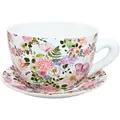 Produktbild: Dekohelden24 Blumentopf, Pflanztasse, Pflanzkübel, Pflanzgefäß, Übertopf aus Keramik bunt L/B/H 28 x24 x14 cm