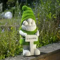 Produktbild: Gartenzwerg mit Welcome Schild Zwerg Dekofigur Magnesia Gartenfigur Gnom 38cm
