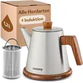 Produktbild: Teekanne mit Siebeinsatz und Untersetzer - Edelstahl & FSC Holz - Induktion u...