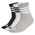 Produktbild: adidas Unisex 3 STRIPES CUSHIONED SPORTSWEAR MID CUT SOCKS 3 PAIR PACK, medium grey heather/white/black, 48-51