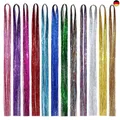 Produktbild: SYEYCW 12 Stück Glitzer Haarsträhnen, 93 cm Glitzersträhnen für Haare, 3200 Str
