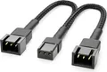 Produktbild: deleyCON 15cm 3-Pin Lüfter Y-Kabel Nylon - Robustes Adapterkabel für effiziente PC-Kühlung - 2 Lüfter an einem Anschluss - Schwarz
