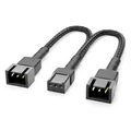 Produktbild: deleyCON 15cm 3-Pin Lüfter Y-Kabel Nylon - Robustes Adapterkabel für effiziente PC-Kühlung - 2 Lüfter an einem Anschluss - Schwarz