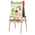 Produktbild: Hape Kinder Spiel-Tafel - aus Holz, doppelseitige Kindertafel höhenverstellbar mit Papierrolle, Kreidetafel, Whiteboard, Magnete und 3 Malschüsselchen, Kreatives Malspielzeug, für Kinder ab 3 Jahren