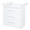 Produktbild: roba Wickelkommode „Maren“ mit abnehmbarem Aufsatz, schmal, 3 Schubladen, Wickelhöhe 90 cm, Weiß